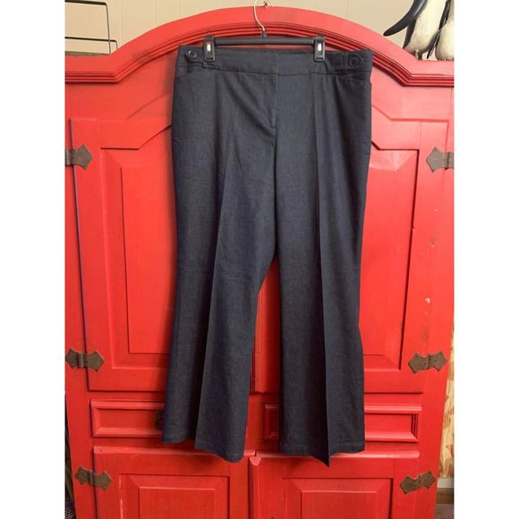 Dalia Collection Sze 16 Stovepipe Leg Chambray Style Dark Denim Pants Dressy EUC - Picture 1 of 3